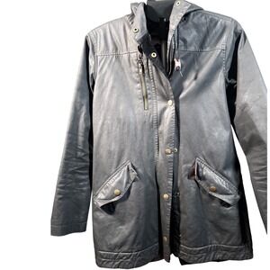 KAVU Hooded Utility Jacket Plaid Lined Waxed Cotton Style Coat M